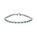 14K white gold bracelet with alternating round diamond and emerald stones