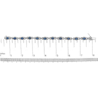 14K White Gold Vintage-Inspired Oval Blue Sapphire & Diamond Link Bracelet