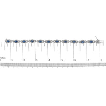 14K White Gold Vintage-Inspired Oval Blue Sapphire & Diamond Link Bracelet-4