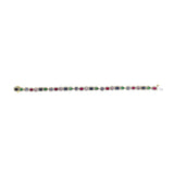 14K Yellow Gold Multi-Gemstone  and Diamond Halo Rainbow Tennis Bracelet-3 thumbnail 4