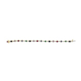 14K Yellow Gold Multi-Gemstone  and Diamond Halo Rainbow Link Bracelet-3 thumbnail 4