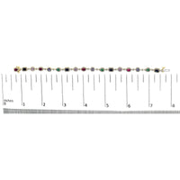 14K Yellow Gold Multi-Gemstone  and Diamond Halo Rainbow Link Bracelet