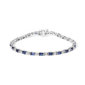 14K White Gold 1 1/10 Cttw Diamond and Blue Sapphire Alternating Link Tennis Bracelet (I-J Color, SI2-I1 Clarity) - 7" Inches-0