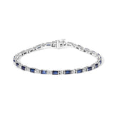 14K White Gold 1 1/10 Cttw Diamond and Blue Sapphire Alternating Link Tennis Bracelet (I-J Color, SI2-I1 Clarity) - 7
