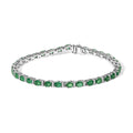 14K white gold bracelet with alternating oval emerald and diamond stones