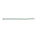 14K White Gold Alternating Oval Green Emerald and Diamond Tennis Bracelet-3 thumbnail 4