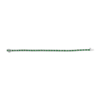 14K White Gold Alternating Oval Green Emerald and Diamond Tennis Bracelet