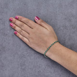 14K White Gold Alternating Oval Green Emerald and Diamond Tennis Bracelet-2 thumbnail 3