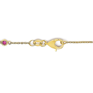 14K Yellow Gold Alternating Red Ruby and White Diamond Bezel Station Chain Bracelet (I-J Color, SI2-I1 Clarity) - 8