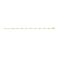 14K Yellow Gold Alternating Red Ruby and White Diamond Bezel Station Chain Bracelet (I-J Color, SI2-I1 Clarity) - 8