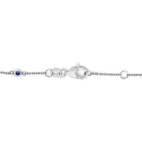 14K White Gold Alternating Blue Sapphire and White Diamond Bezel Station Chain Bracelet (I-J Color, SI2-I1 Clarity) - 8