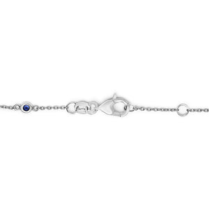 14K White Gold Alternating Blue Sapphire and White Diamond Bezel Station Chain Bracelet (I-J Color, SI2-I1 Clarity) - 8