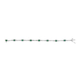 10K White Gold Oval Green Emerald & Diamond Alternating Link Bracelet-3 thumbnail 4
