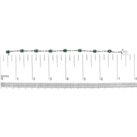 10K White Gold Oval Green Emerald & Diamond Alternating Link Bracelet