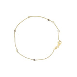14K Yellow Gold Alternating Red Ruby and White Diamond Bezel Station Chain Bracelet (I-J Color, SI2-I1 Clarity) - 7.5