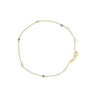 14K Yellow Gold Alternating Red Ruby and White Diamond Bezel Station Chain Bracelet (I-J Color, SI2-I1 Clarity) - 7.5