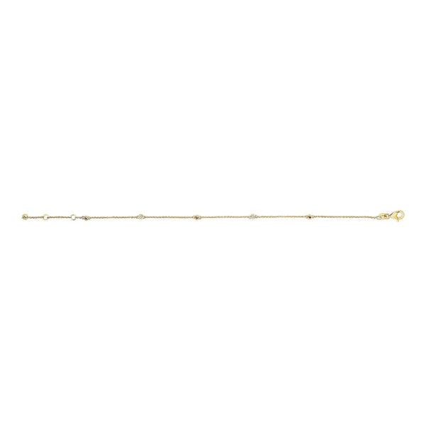 14K Yellow Gold Alternating Red Ruby and White Diamond Bezel Station Chain Bracelet (I-J Color, SI2-I1 Clarity) - 7.5