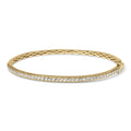 14K gold diamond half-eternity bangle bracelet with round diamond stones