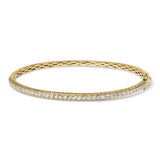 14K gold diamond half-eternity bangle bracelet with round diamond stones thumbnail 1