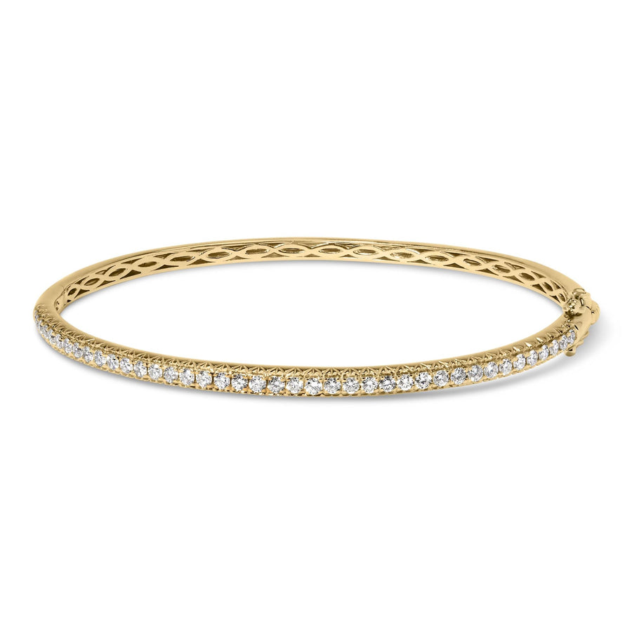 14K Gold 1.00 Cttw Half Eternity Diamond Bangle Bracelet (G-H Color, SI2-I1 Clarity) - 7