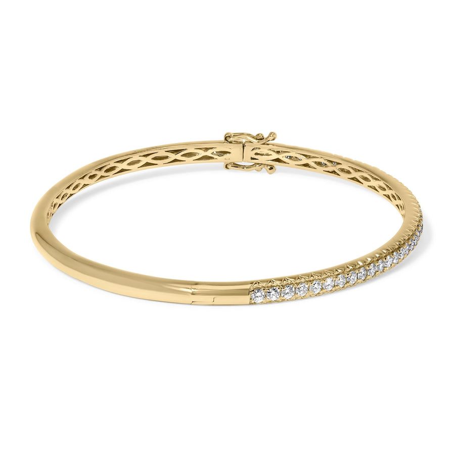 14K Gold 1.00 Cttw Half Eternity Diamond Bangle Bracelet (G-H Color, SI2-I1 Clarity) - 7