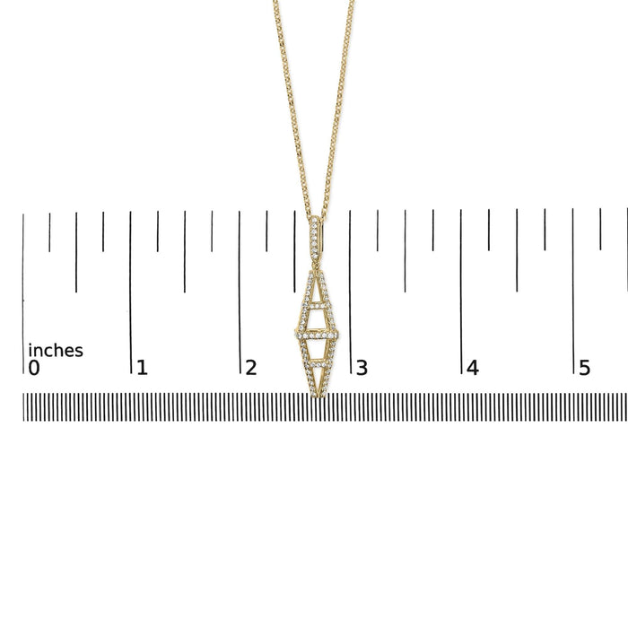 14K Yellow Gold 1.0 Cttw Diamond Studded Geometric Double Pyramid 18