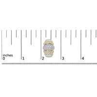 18K Two-Toned Gold 5.00 Cttw Diamond Three-tier Domed Button Omega Back Earrings (G-H Color, VS2-SI1 Clarity)
