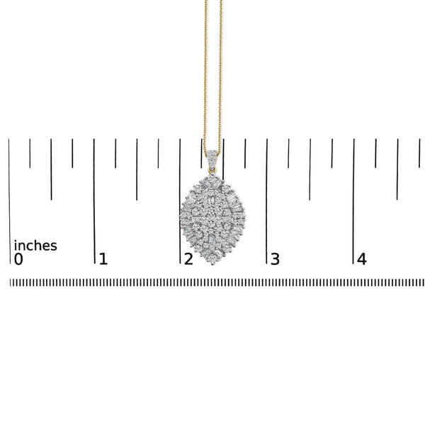 14K White and Yellow Gold 2.00 Cttw Diamond Cluster Pear Shaped Pendant Necklace (G-H Color, SI2-I1 Clarity) -20