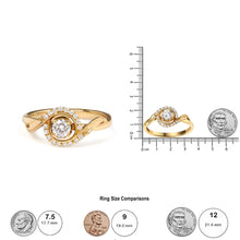 14K Yellow Gold 1/3 Cttw Diamond Solitaire and Halo Swirl Engagement Ring (G-H Color, VS2-SI1 Clarity)- Size 7-4