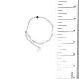 .925 Sterling Silver Created Ruby and Sapphire Adjustable Tennis Chain Bracelet-4 thumbnail 5