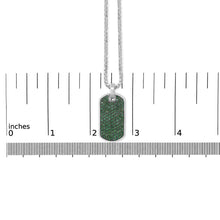 Men's .925 Sterling Silver Created Green Emerald Dog Tag Pendant Necklace - 22" Inches-4