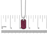 Men's .925 Sterling Silver Created Red Ruby Dog Tag Pendant Necklace - 22