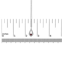 .925 Sterling Silver Created Red Ruby and White Sapphire Pear Shaped Pendant Necklace - 18