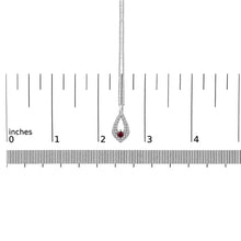 .925 Sterling Silver Created Red Ruby and White Sapphire Pear Shaped Pendant Necklace - 18" Inches-4