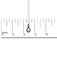 .925 Sterling Silver Created Blue and White Sapphire Teardrop Shaped Pendant Necklace - 18