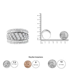 .925 Sterling Silver 2.00 Cttw Diamond Fashion Multi Row Cocktail Ring (H-I Color, I2-I3 Clarity)-4
