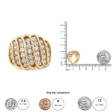 14K Yellow Gold Plated .925 Sterling Silver 2.00 Cttw Diamond Multi Row Band Ring (J-K Color, I1-I2 Clarity)-4 thumbnail 5