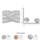 .925 Sterling Silver 2 3/8 Cttw Diamond Multi Row Overlay Band Ring ( J-K Color, I3 Clarity)-4 thumbnail 5