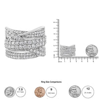 .925 Sterling Silver 2.00 Cttw Round-Cut Diamond Overlapping Bypass Band Ring (I-J Color, I2-I3 Clarity)