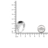 .925 Sterling Silver 1/4 Cttw White and Black Treated Diamond Halo Cluster Ring for Men (I-J Color, I3 Clarity)-4 thumbnail 5