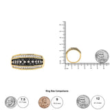 Men's 14K Yellow Gold Plated .925 Sterling Silver 1 1/2 Cttw White and Black Treated Diamond Cluster Ring (Black / I-J Color, I2-I3 Clarity)-4 thumbnail 5