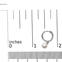 10K White Gold 6x6 MM Cultured Freshwater Pearl and Diamond Accent Drop Huggy Earring (H-I Color, I1-I2 Clarity)