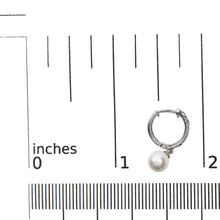 10K White Gold 6x6 MM Cultured Freshwater Pearl and Diamond Accent Drop Huggy Earring (H-I Color, I1-I2 Clarity)-4