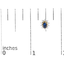14K Yellow Gold 1/4 Cttw Diamond and Blue Sapphire Sunburst Halo Stud Earrings (K-L Color, I1-I2 Clarity)-4