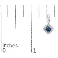 10K White Gold Blue  Sapphire and Diamond Halo Cushion Shaped Drop Earrings (I-J Color, I1-I2 Clarity)