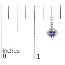 10K White Gold Blue Purple Tanzanite and Diamond Halo Cushion Shaped Drop Earrings (I-J Color, I1-I2 Clarity)-4