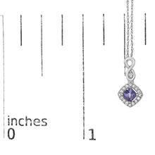 10K White Gold Blue Purple Tanzanite and Diamond Accent Cushion Drop Pendant Necklace - 18" Inches-4