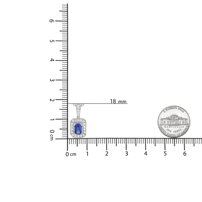 18K White Gold 1/4 Cttw Round Diamond and 6x4mm Purple Tanzanite Halo 18