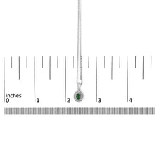 14K White Gold Oval Green Emerald and Diamond Halo Pendant Necklace - 18" Inches-4
