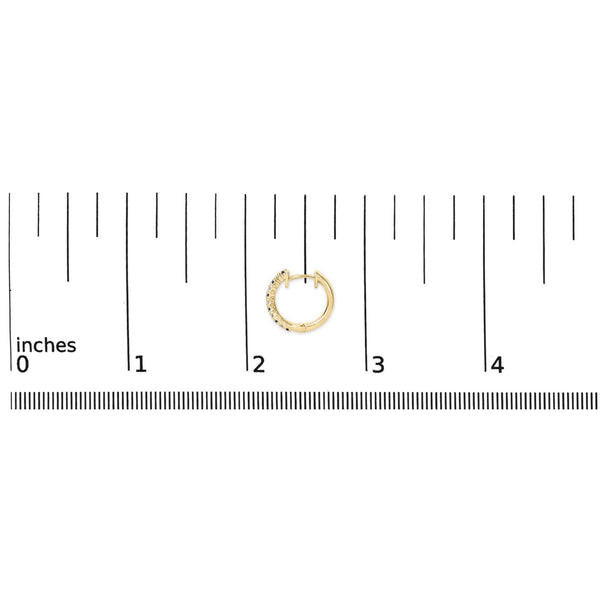 10K Yellow Alternating Blue Sapphire 1/10 Cttw Diamond Huggy Hoop Earrings  (I-J Color, I1-I2 Clarity)